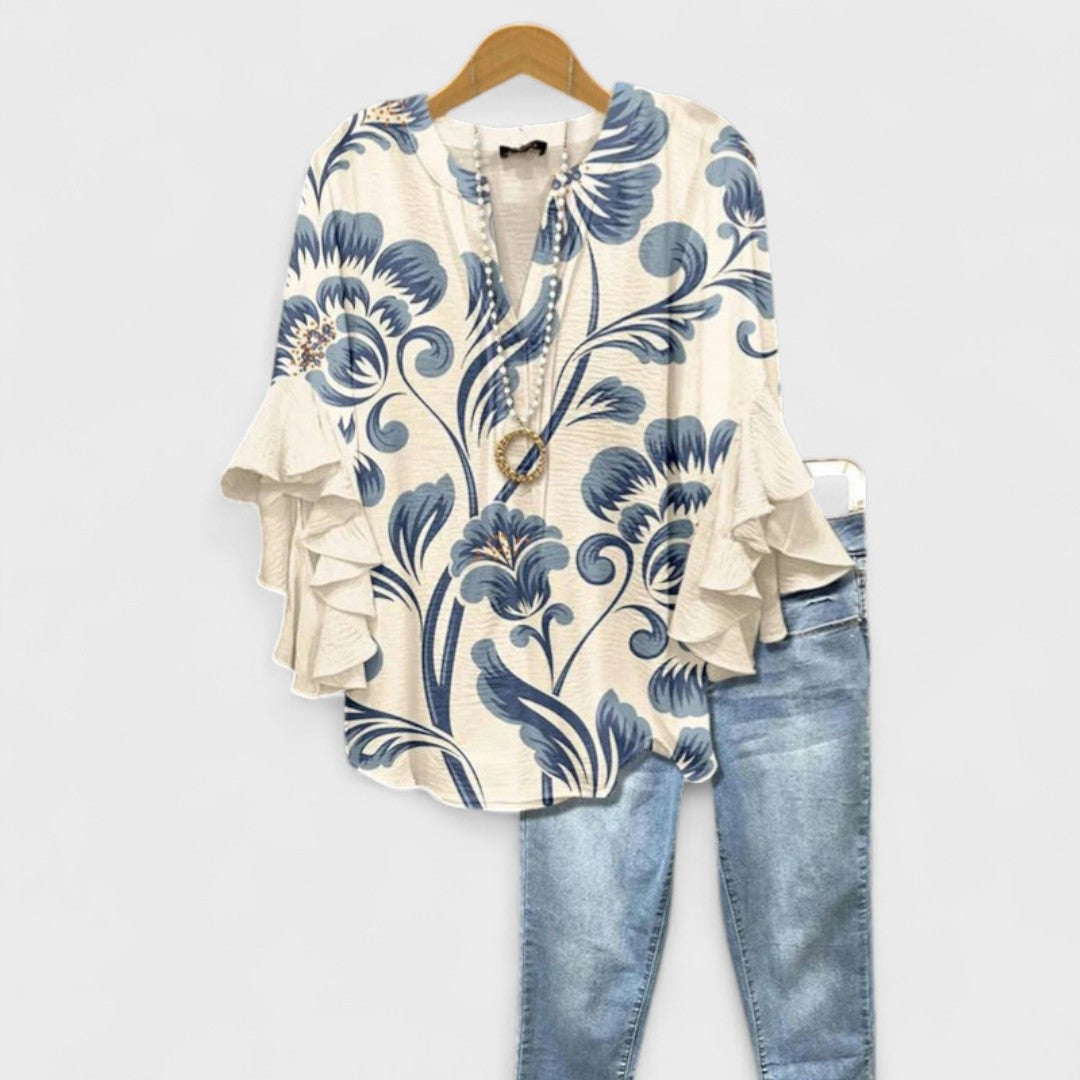 Isabelle - Blouse avec Fleurs Élégantes