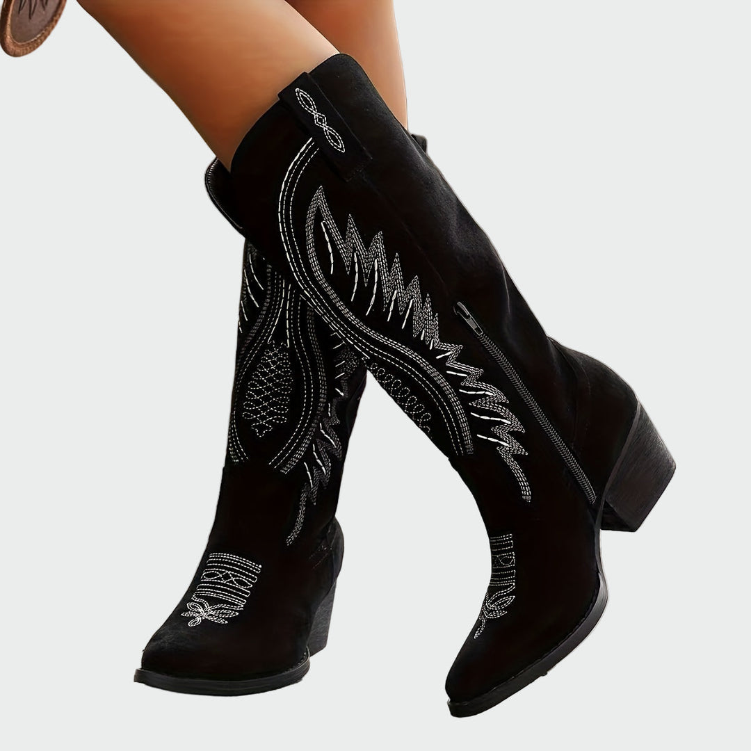 Bottines western brodées à la mode