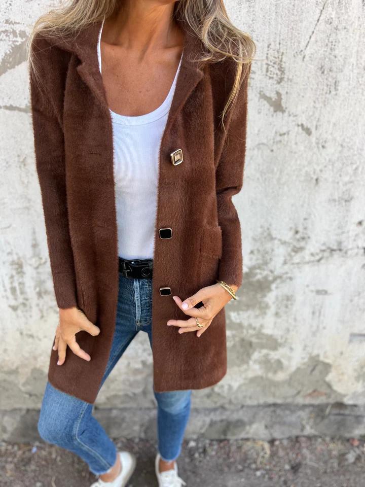 Amélie | Manteau décontracté en laine à simple boutonnage