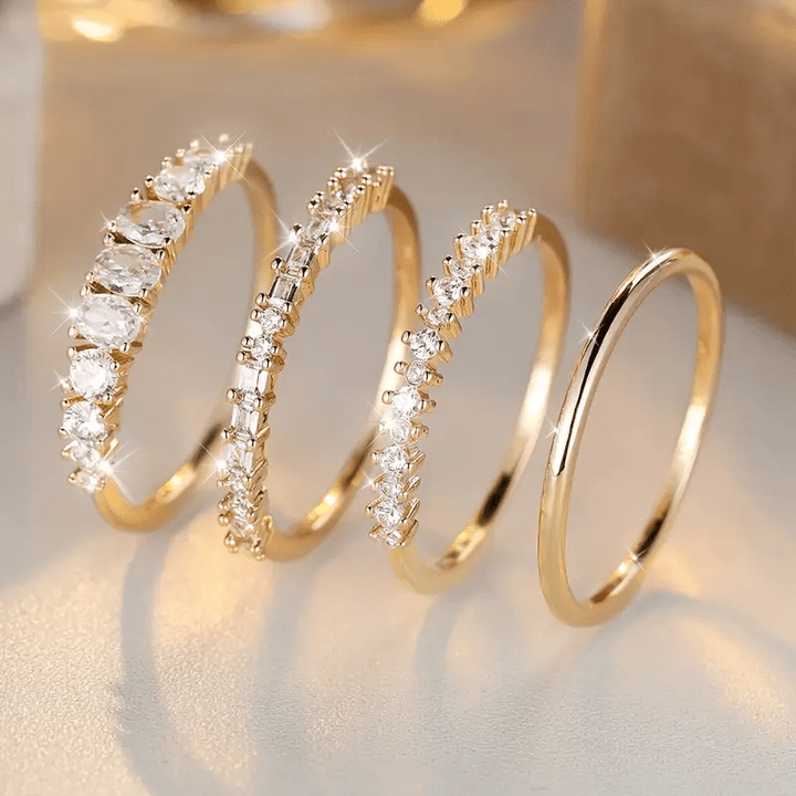 Bagues Empilables en Zirconium Doré 14k