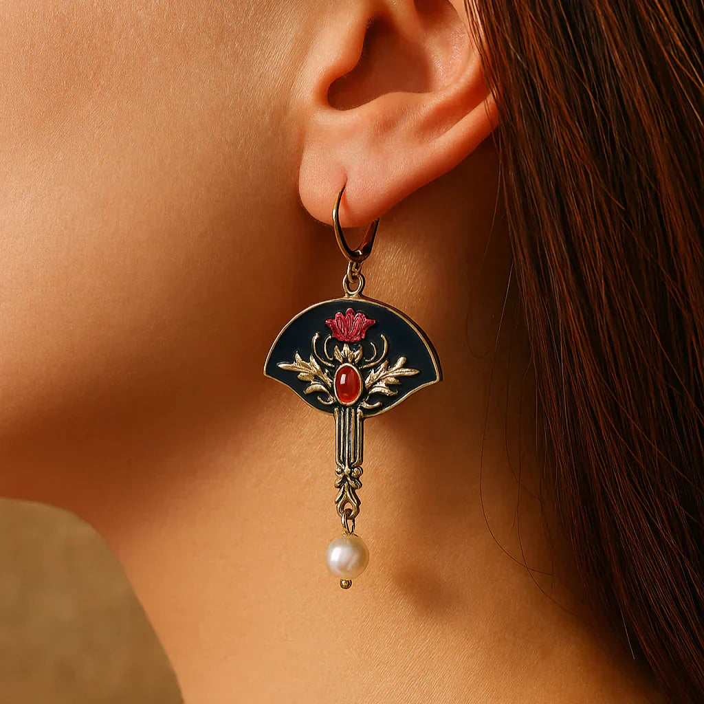 Boucles d'oreilles vintage en perles rouges
