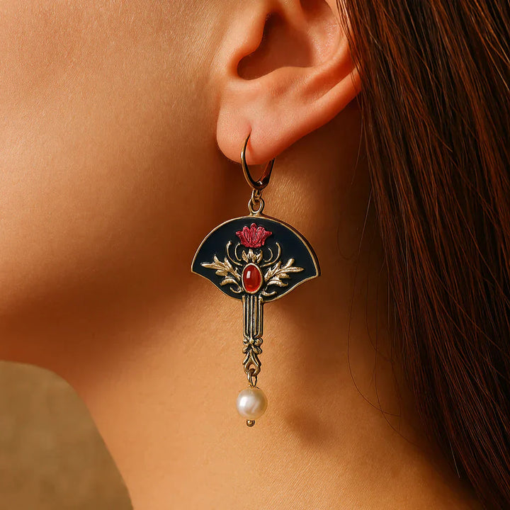 Boucles d'oreilles vintage en perles rouges