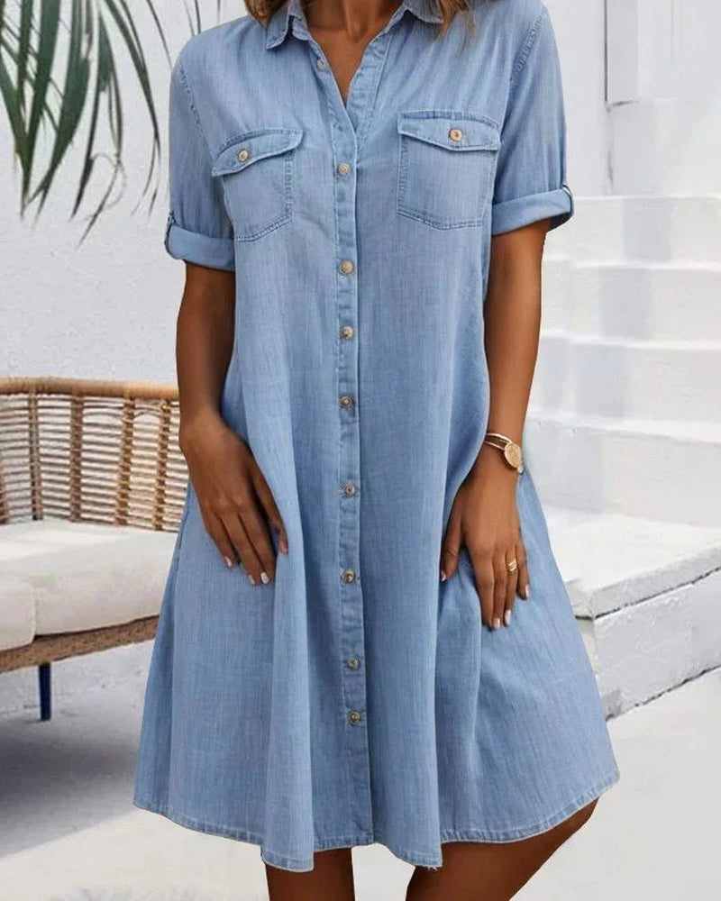 Luna | Robe chemise en denim décontractée