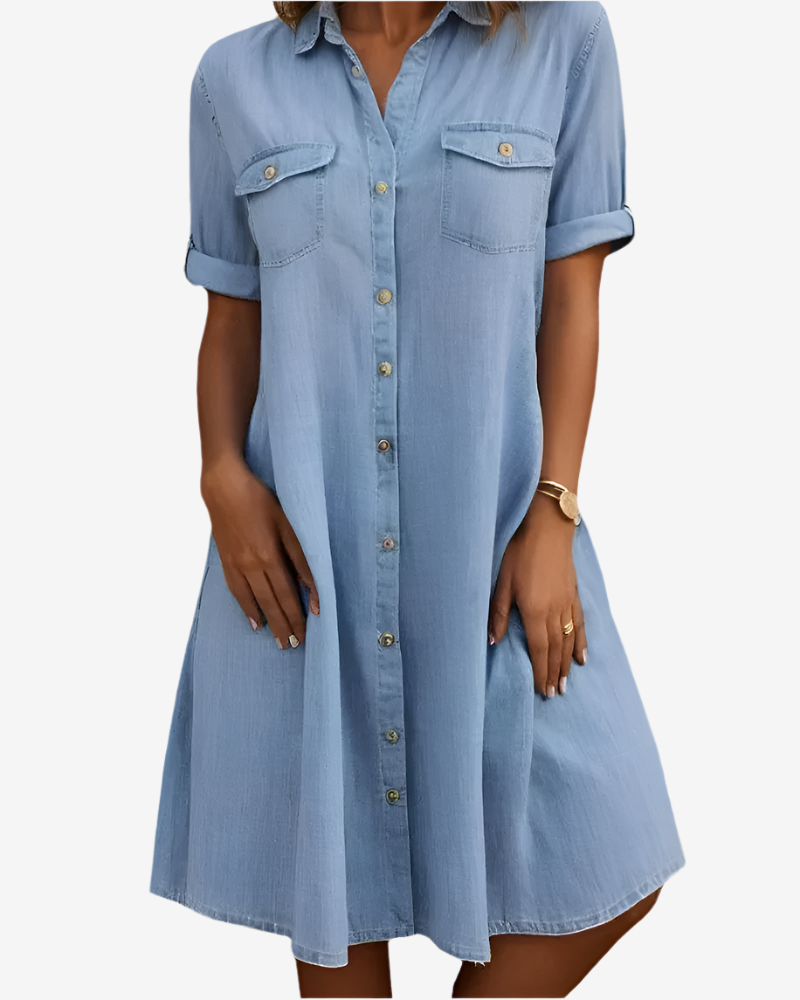 Luna | Robe chemise en denim décontractée