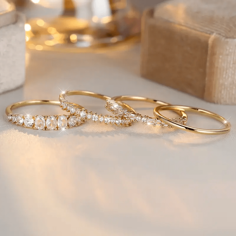 Bagues Empilables en Zirconium Doré 14k