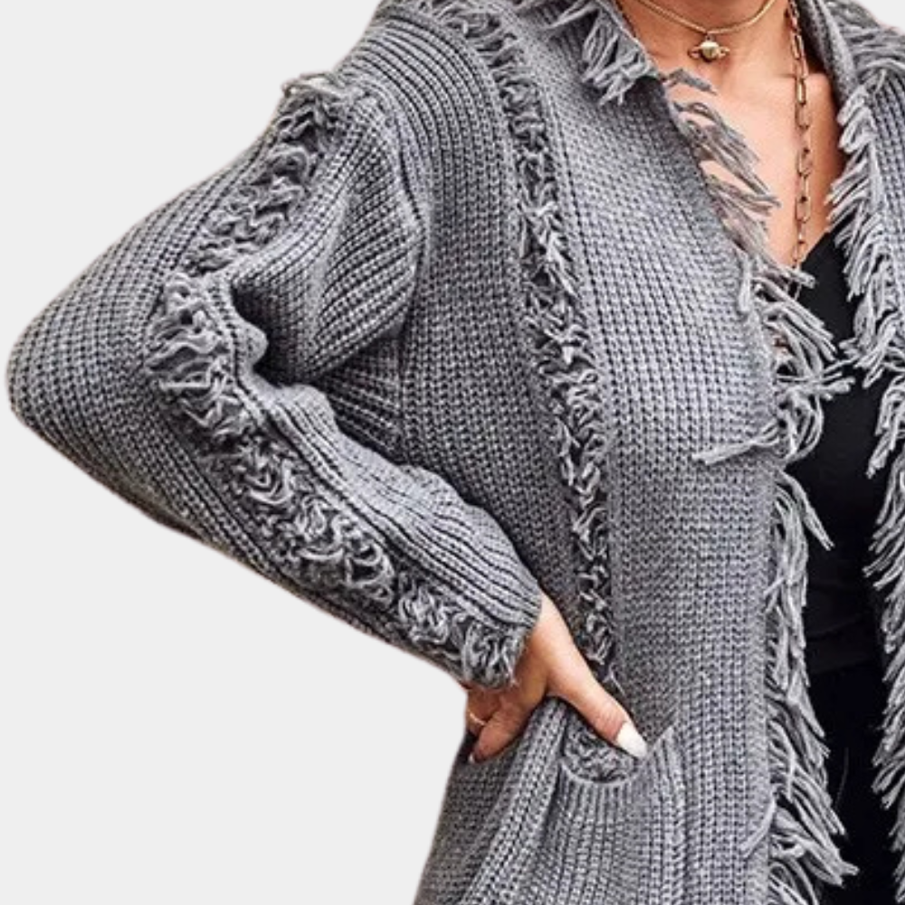 Raquela - Cardigan long tricoté tendance