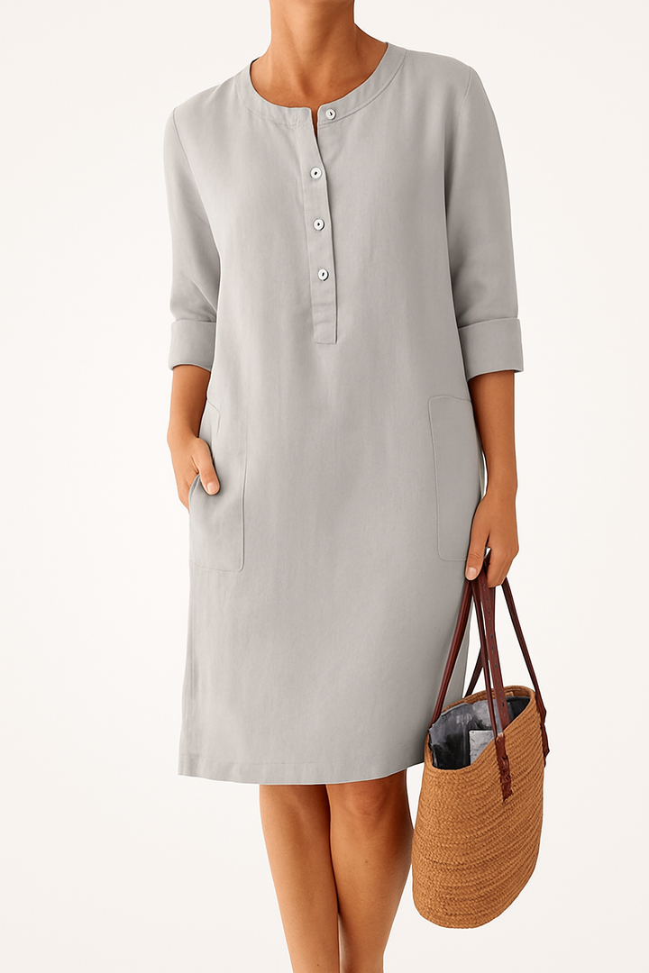 Luna | Robe en lin à manches longues