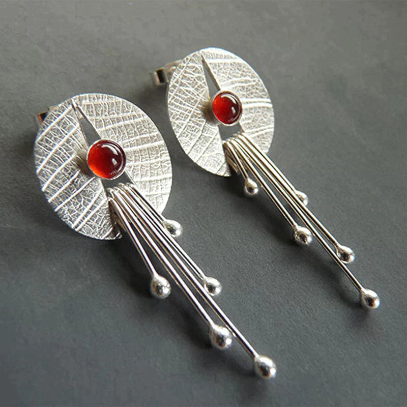 Boucles d'oreilles en pierre rouge exclusives