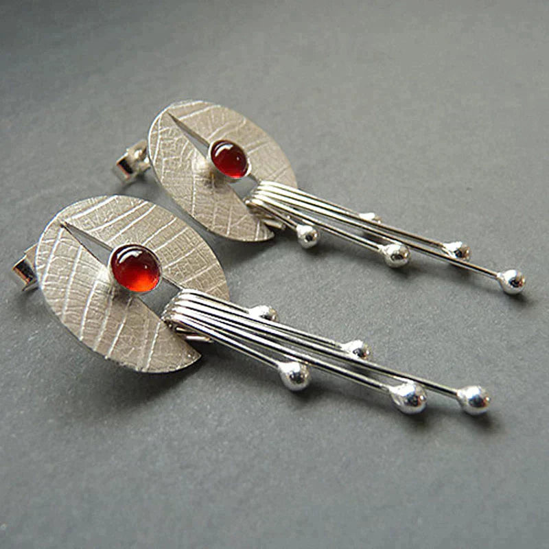 Boucles d'oreilles en pierre rouge exclusives