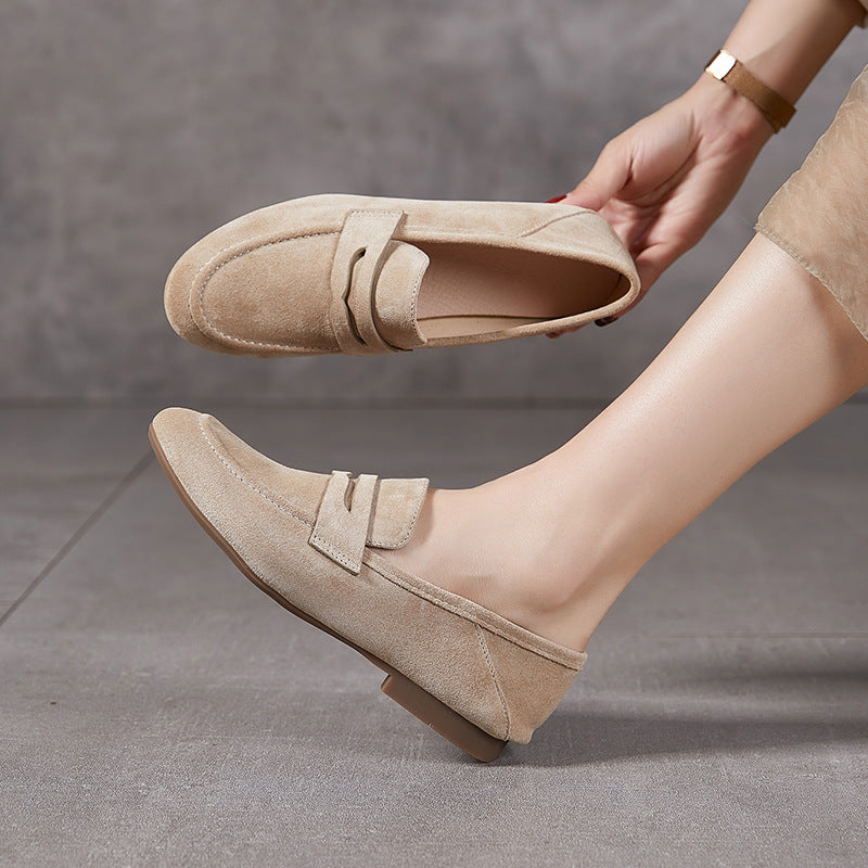 Mocassins Llnica en Velours Bleu avec Détails Patchwork et Bout Rond