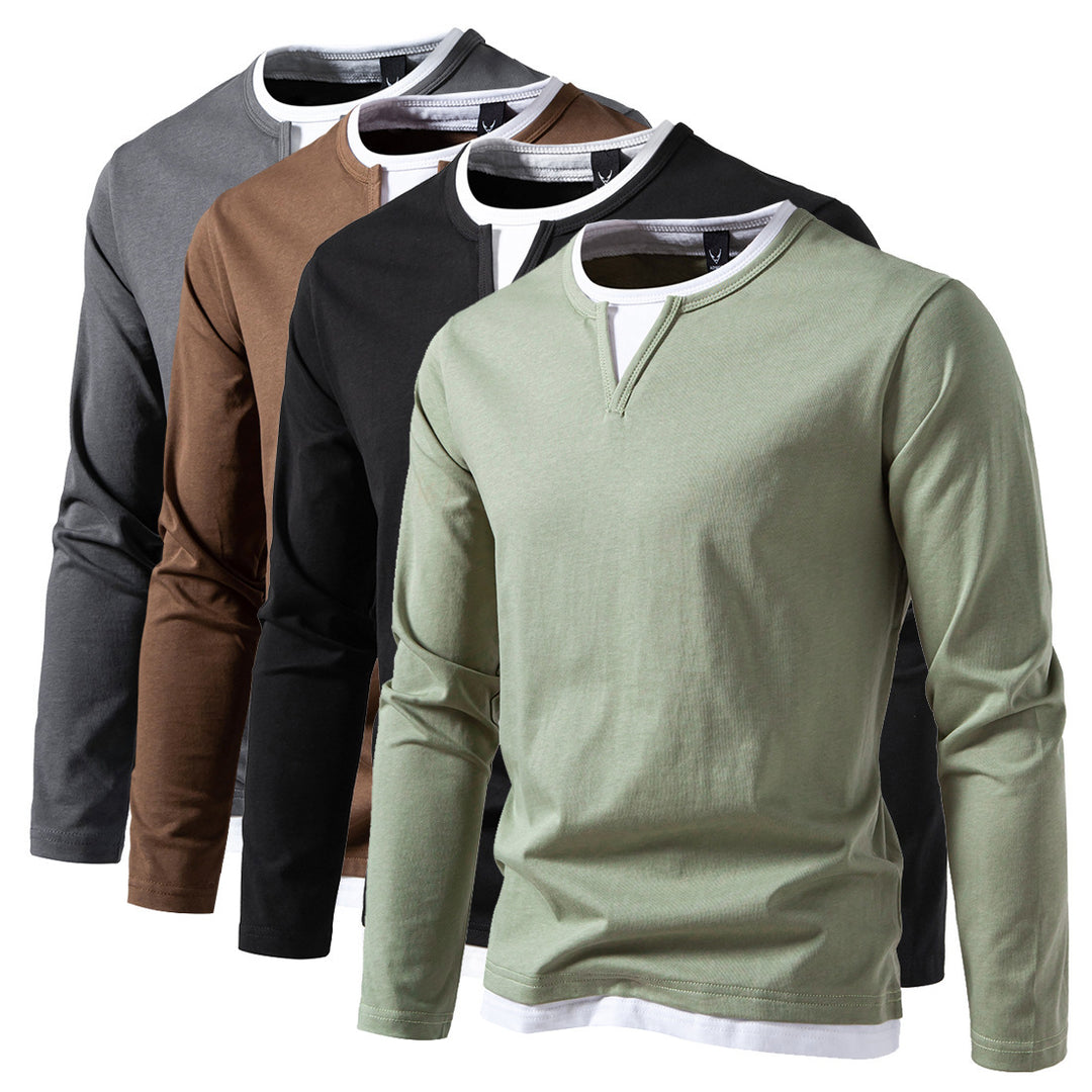 François - T-shirt manches longues à col en V, style moderne