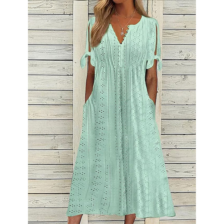 Colette™ – Robe Brodée Légère à Manches Nouées