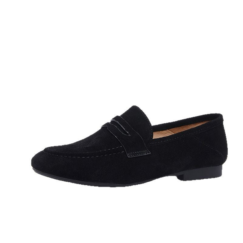 Mocassins Llnica en Velours Bleu avec Détails Patchwork et Bout Rond