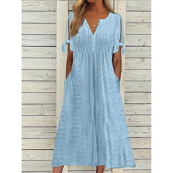 Colette™ – Robe Brodée Légère à Manches Nouées