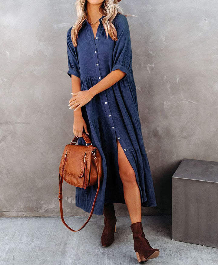 Luna | Robe chemise luxueuse à volants