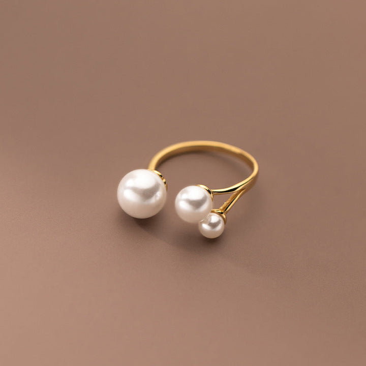 Bague en Perles d'Eau Douce Triple Réglable