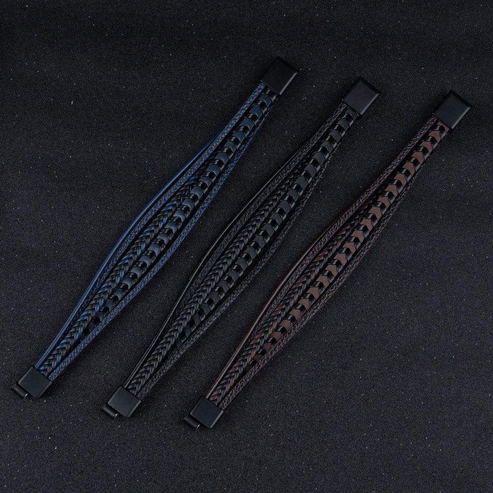 Ragnar Band - Bracelet Viking en Cuir Tressé