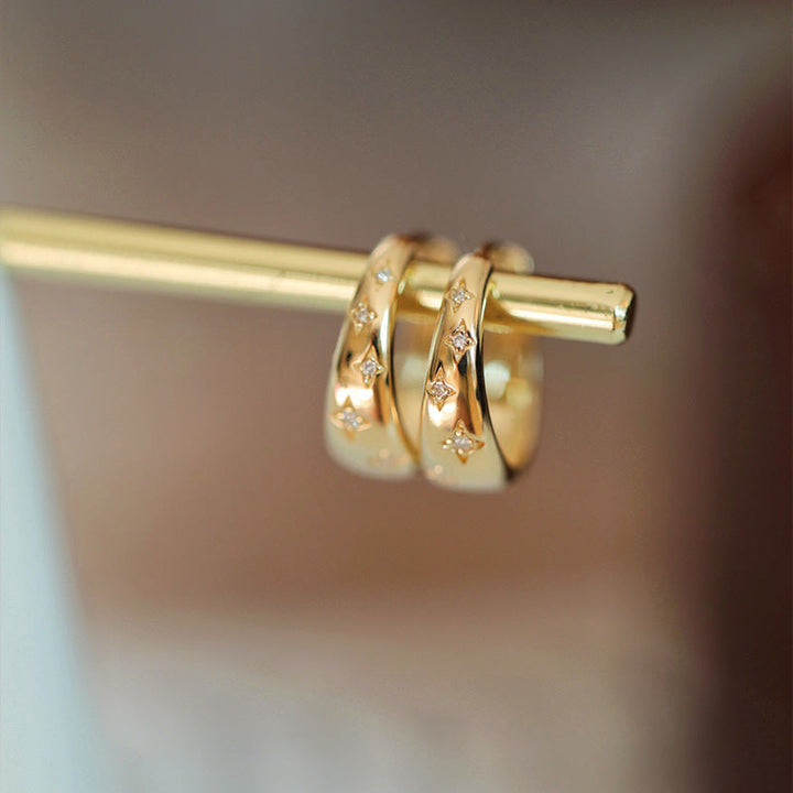Boucles d'Oreilles en Argent et Plaquées Or de Luxe