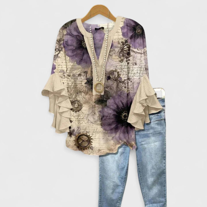 Isabelle - Blouse avec Fleurs Élégantes