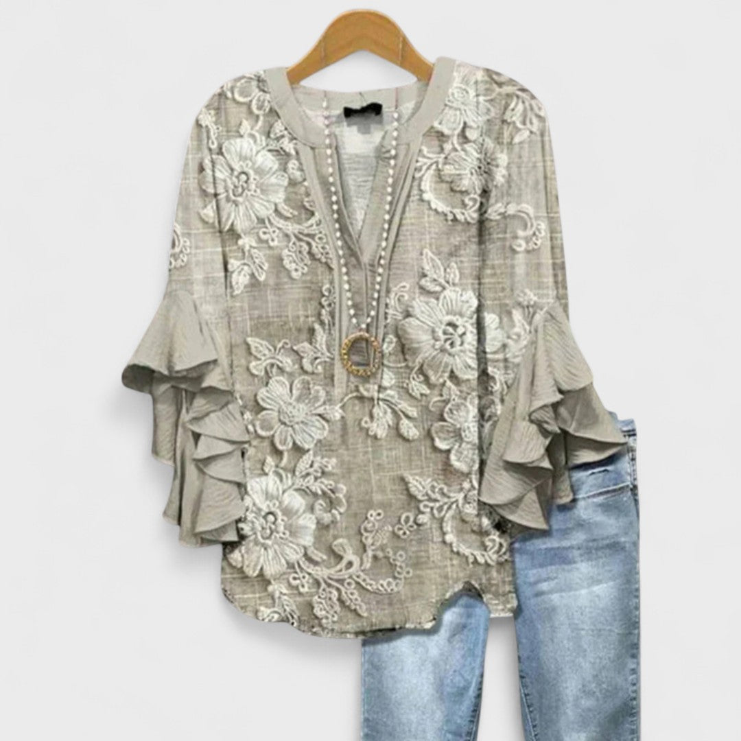 Isabelle - Blouse avec Fleurs Élégantes