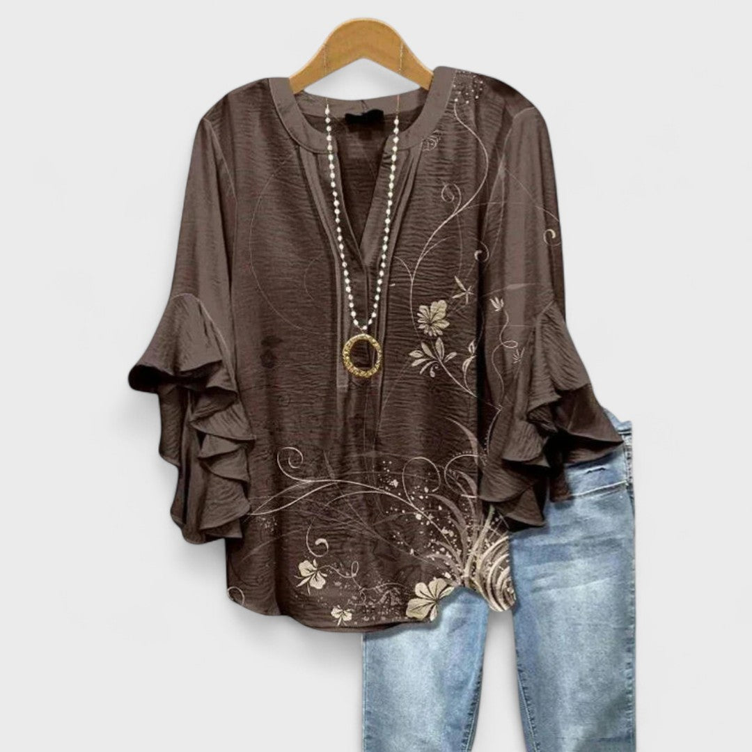 Isabelle - Blouse avec Fleurs Élégantes