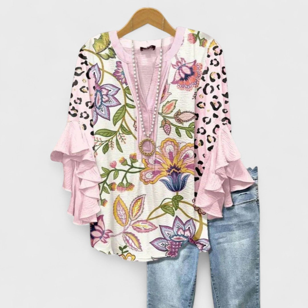 Isabelle - Blouse avec Fleurs Élégantes