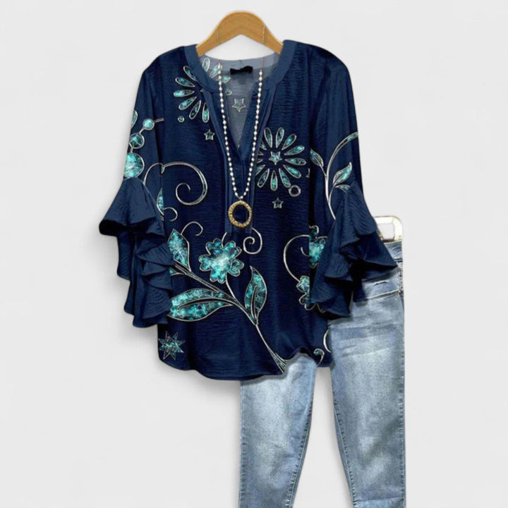 Isabelle - Blouse avec Fleurs Élégantes