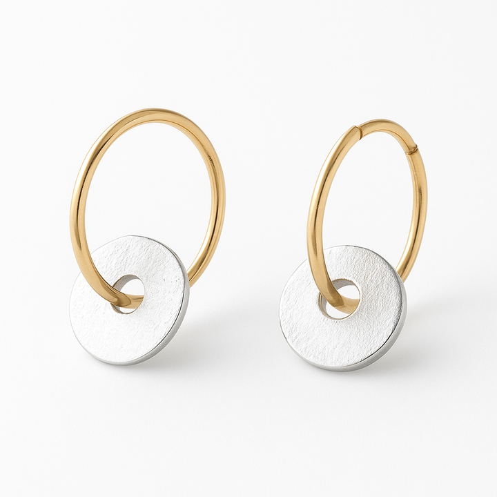 Boucles d'oreilles en or doré et en argent