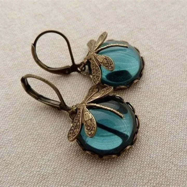 Boucles d'oreilles en forme de libellule en or ancien