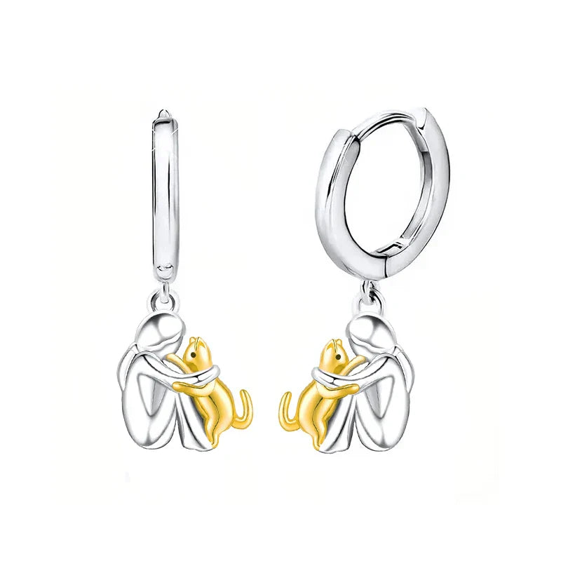 Luvare Paris™ | Boucles d'oreilles avec icône de chat (fermeture ronde)
