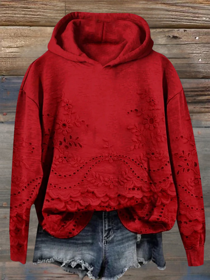 Sylvie | Sweat à capuche avec broderie florale