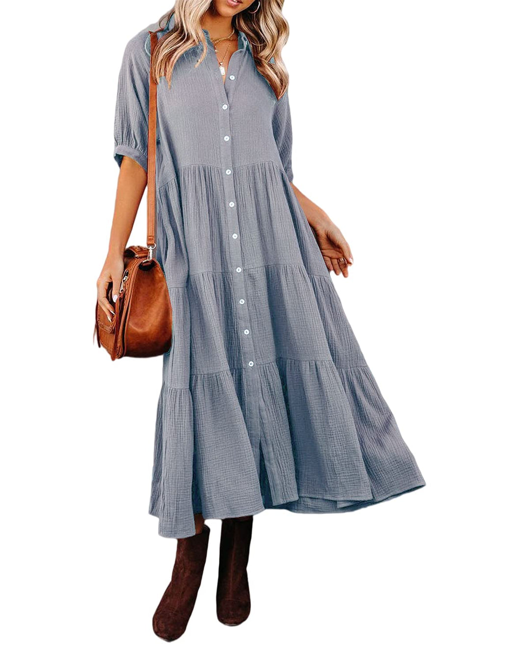 Luna | Robe chemise luxueuse à volants