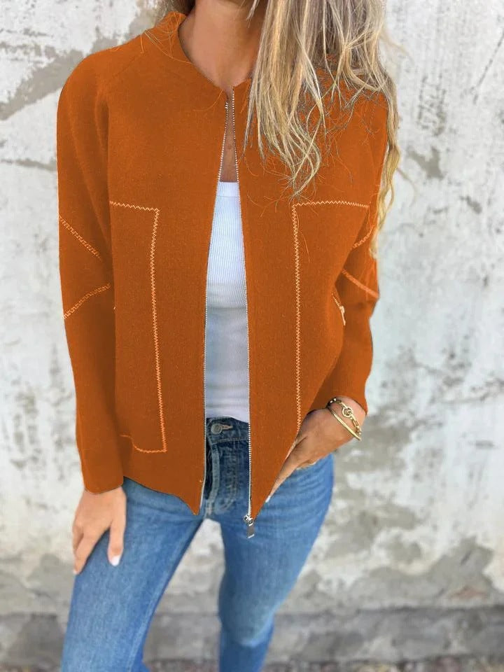 Aubin™ — veste zippée col rond (effet lainage premium, poches zippées)