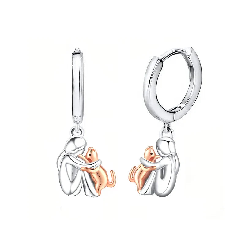 Luvare Paris™ | Boucles d'oreilles avec icône de chat (fermeture ronde)