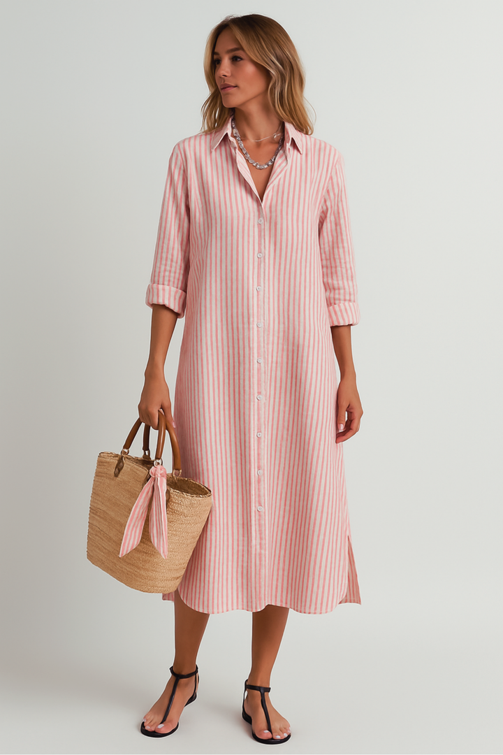 Luna | Robe chemise rayée classique