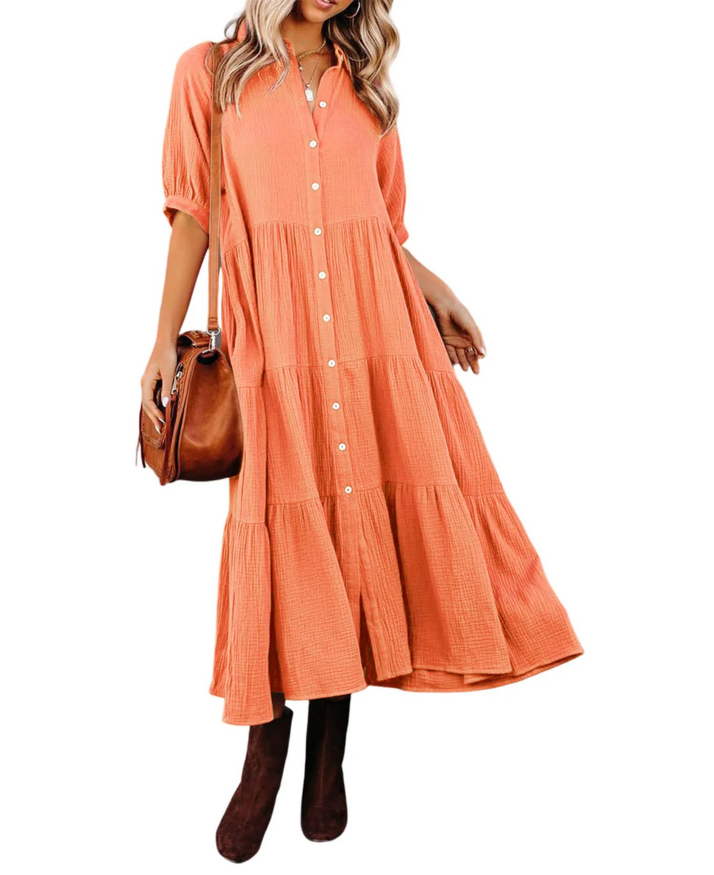 Luna | Robe chemise luxueuse à volants