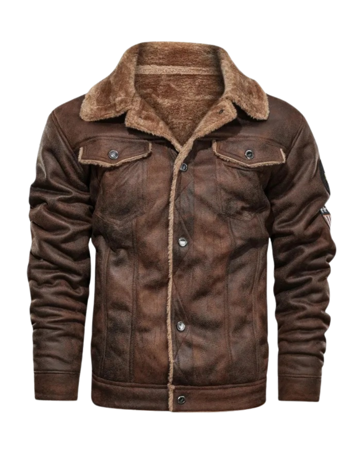 Veste en Cuir Élegante en Fleece Chaud
