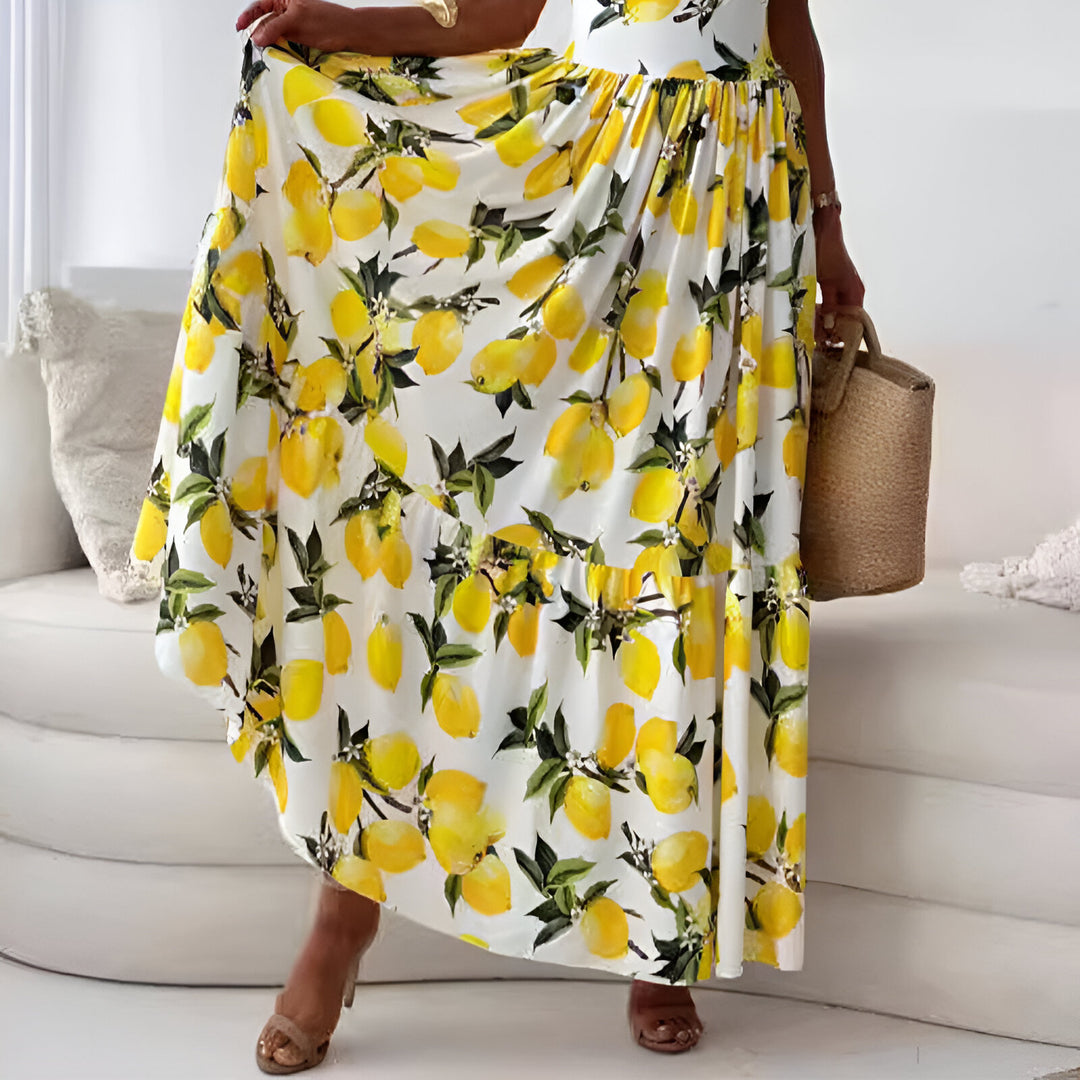 Luvare Paris™ | Robe Longue à Imprimé Citrons