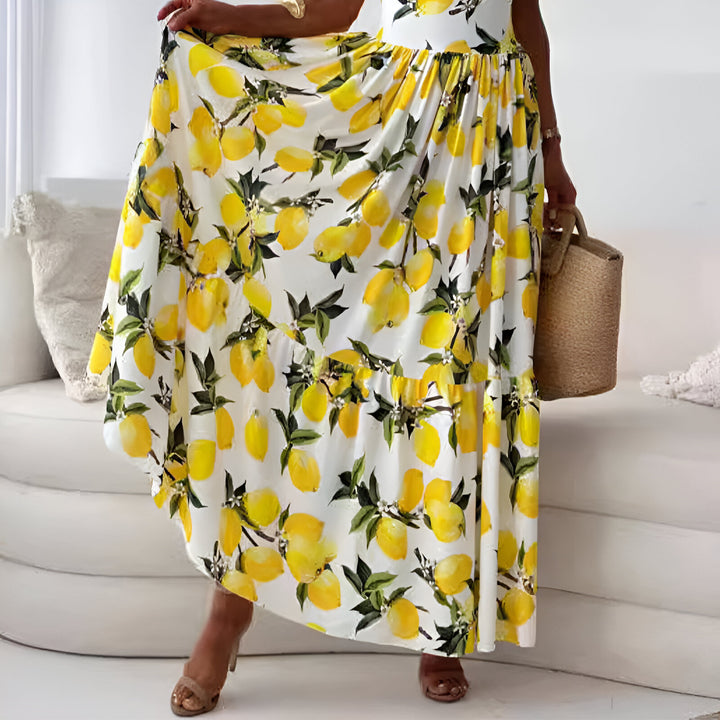Luvare Paris™ | Robe Longue à Imprimé Citrons