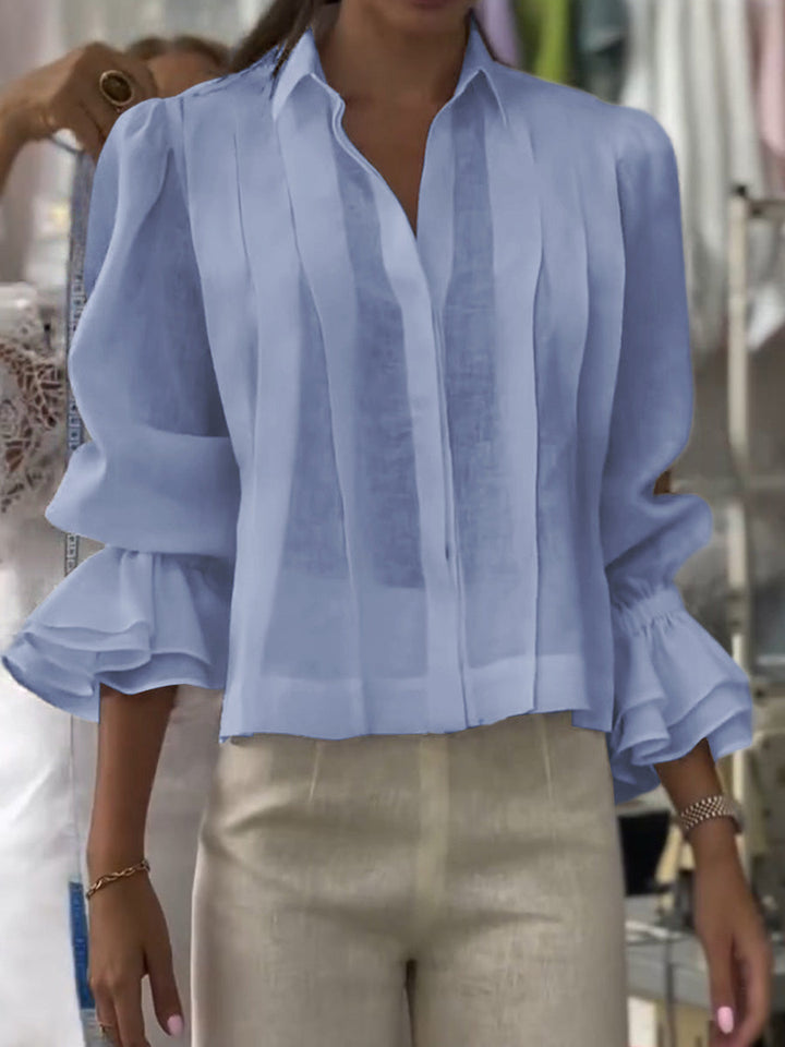 Verena – Blouse à Col Revers Lumière