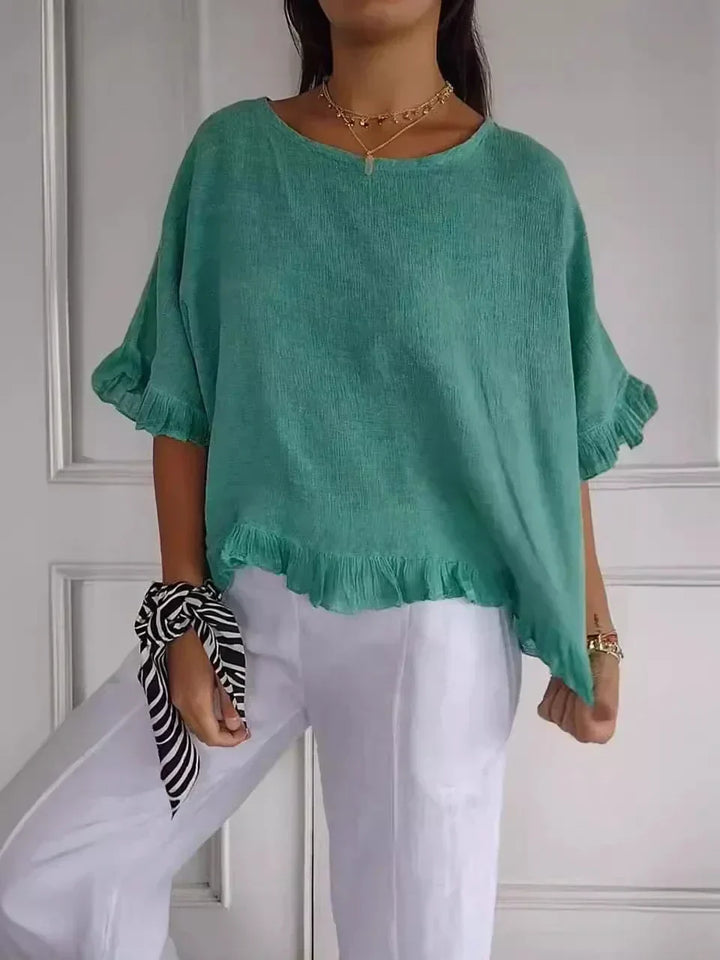 Luna | Blouse en lin de coton à volants