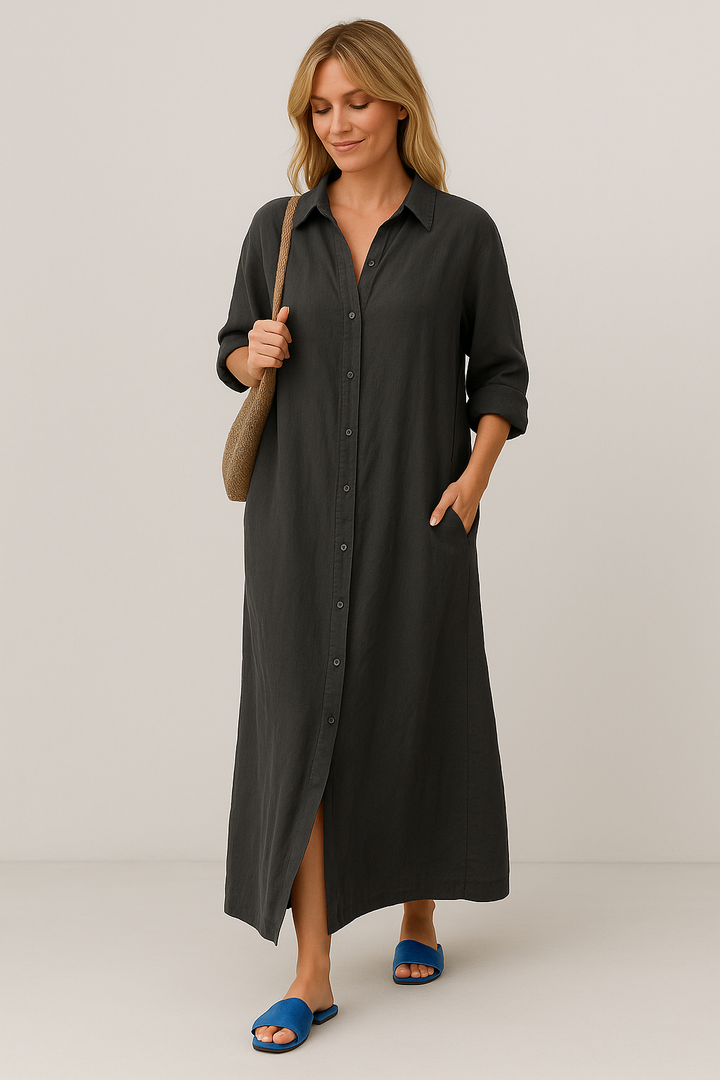 Luna | Robe chemise oversize en lin