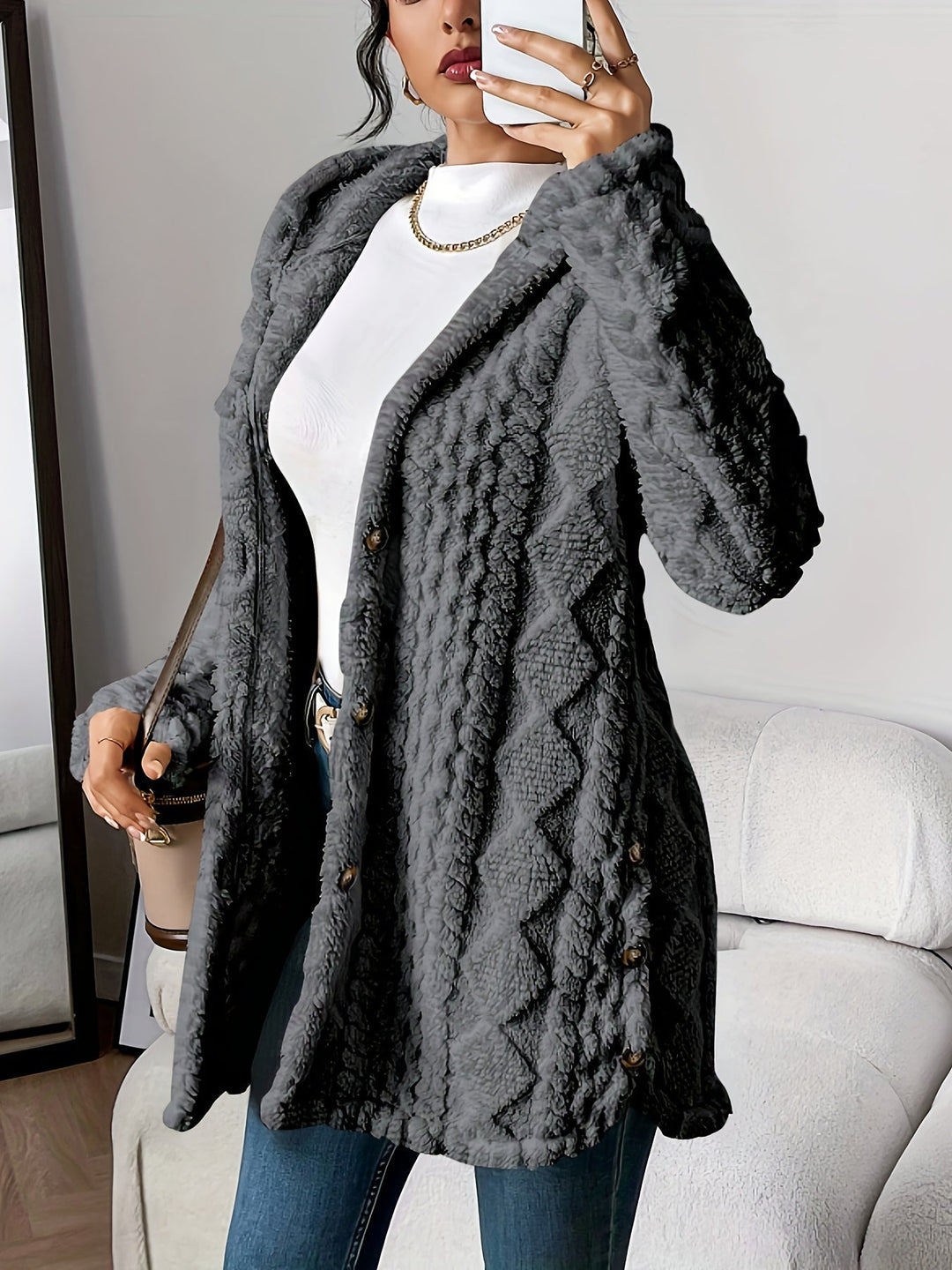 Sophie | Cardigan à Capuche en Peluche