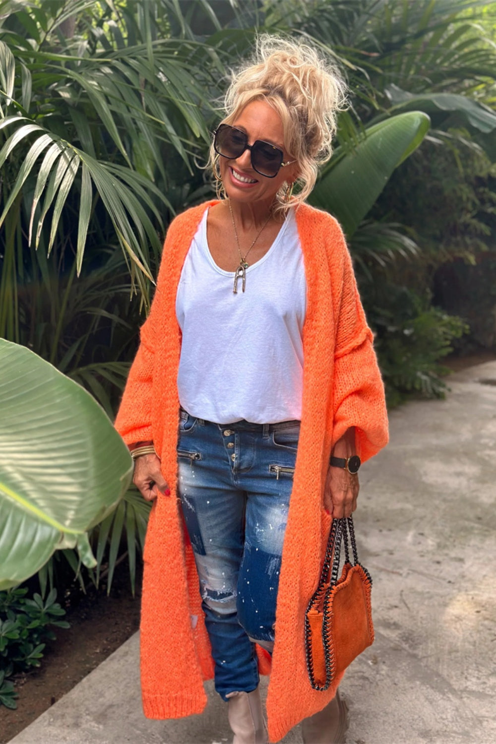 Cardigan long en tricot surdimensionné