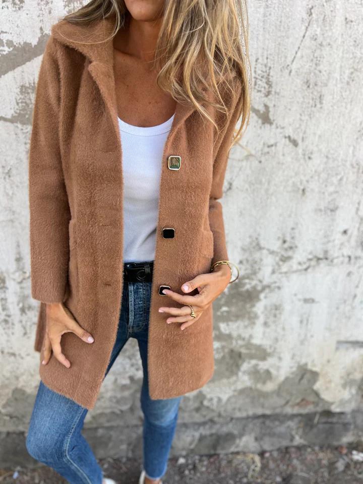 Amélie | Manteau décontracté en laine à simple boutonnage