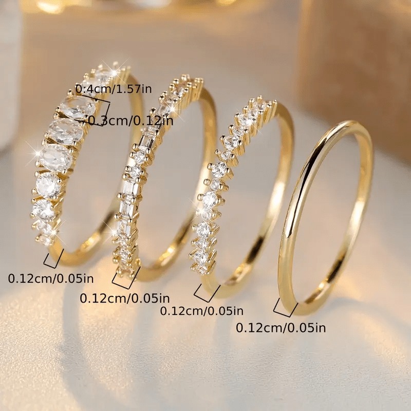 Bagues Empilables en Zirconium Doré 14k
