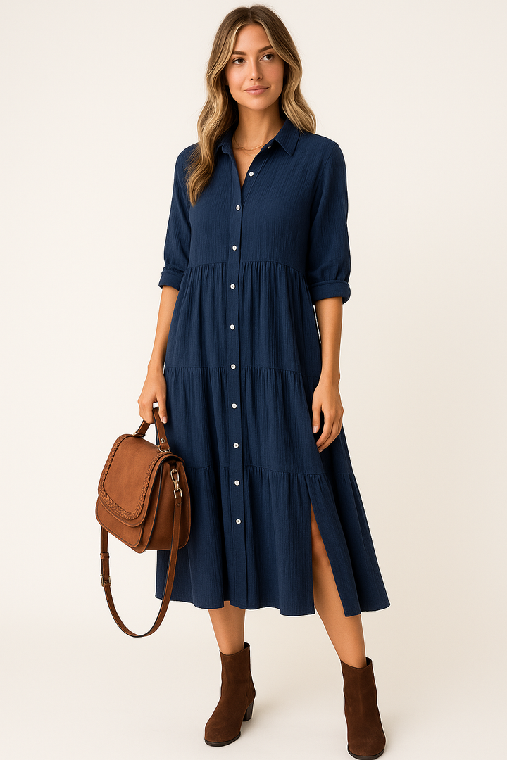 Luna | Robe chemise luxueuse à volants