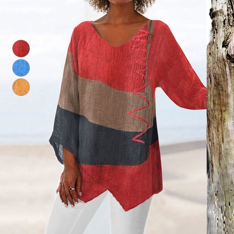 Hélène™ | Tunique V-neck Artistique – Créatif, Aéré & Élégant