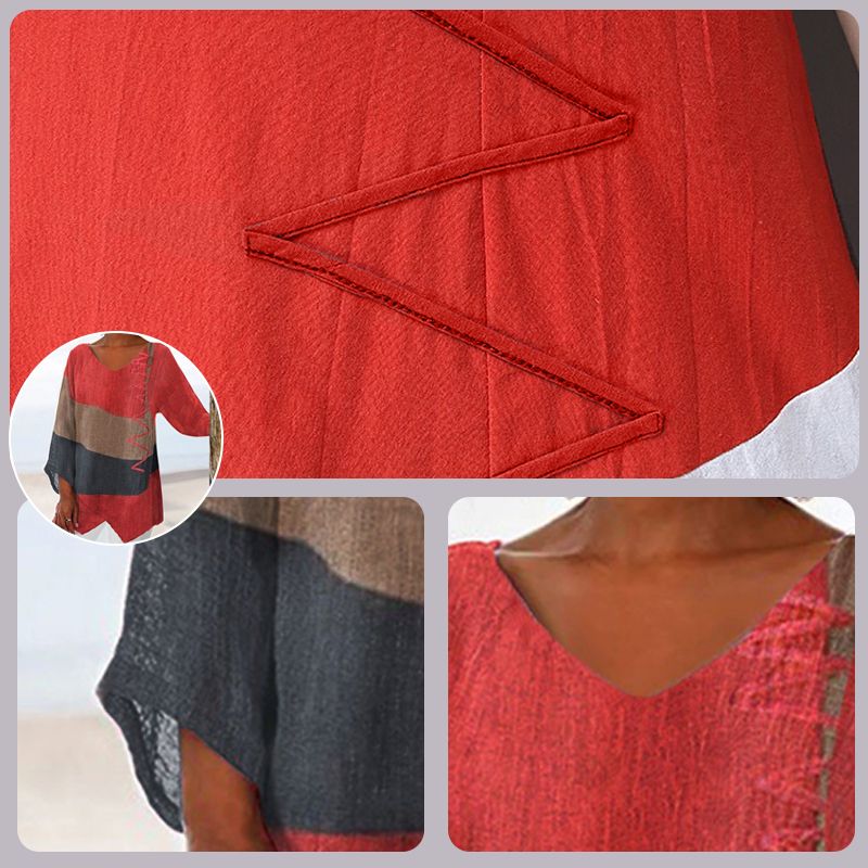 Hélène™ | Tunique V-neck Artistique – Créatif, Aéré & Élégant
