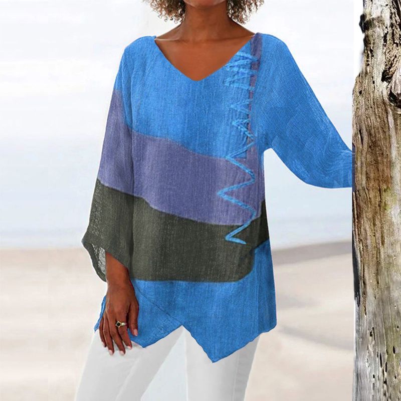 Hélène™ | Tunique V-neck Artistique – Créatif, Aéré & Élégant